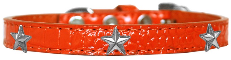 Silver Star Widget Croc Dog Collar Orange Size 14